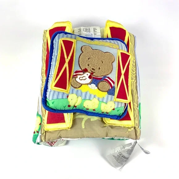 VTG Little Tikes Little Bears Farm Crib Quilt‎ & Pillow Barn Cow Sheep Dog Chick